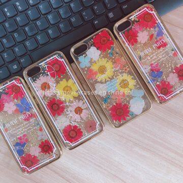 Golden Edge Epoxy Phone Case Flower Phone Case Floral Mobile Cover