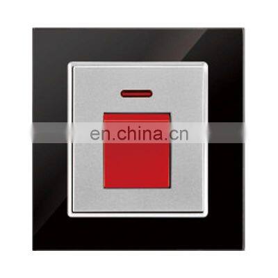 Type 86 UK/EU Standard High Power Wall Switch Gold/Red/Blcak Tempered Glass Panel 86*86mm Socketes and Switches Electrical 45A