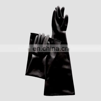 par de guantes de goma largos Long cuff Dry Box industrial Latex Gloves 70cm Black White Rubber not powder free