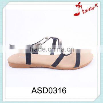 Unique design factory selling latest woman promotion buckling flat heel ankle sandals