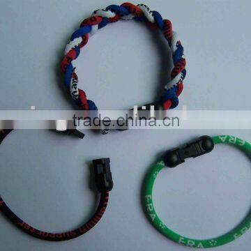 Promotional woven bracelet with titanium ingredient