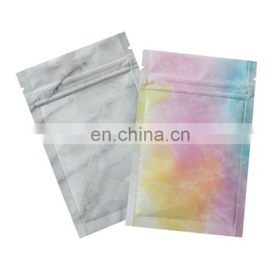 In Stock Resealable 3 Side Seal Laminated Aluminum Foil Marbled Plastic Flat Peanut Snack Food Pouch Zipper Bag