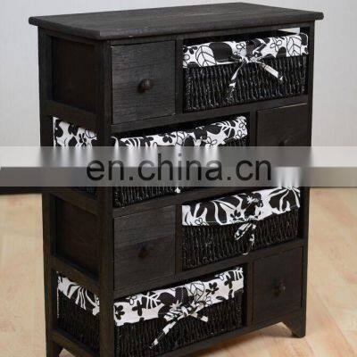 WICKER CHEST DRAWER BASKET MAIZE BEDSIDE CABINET RETRO STORAGE UNIT CUPBOARD photo-3