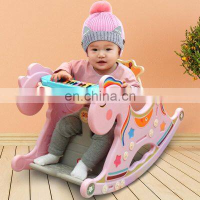 Cheap Baby Musical Toddler Walker Kids Games Children Plastic Unicorn Ride on Rocking Horse for Sale photo-4