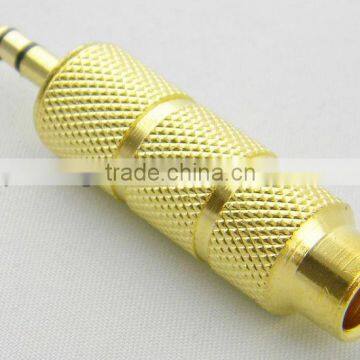 Gold 6.35mm Female to 3.5mm Male Stereo Audio Adapter