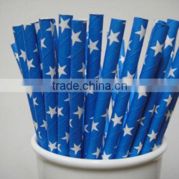 New design Blue and white stars party paper straws