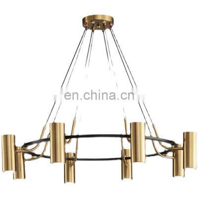 Nordic LED Chandelier Simple Modern Industrial Style Bronze Hanging Lamp For Dining Bar Living Room Round LED Pendant Light