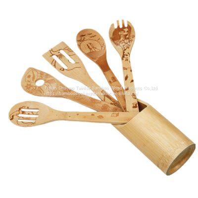 5pcs bamboo cooking tool utensil set sale bamboo cooking utensil set China