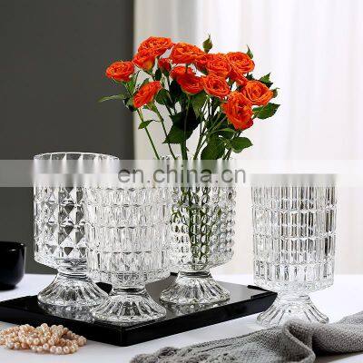 Wholesale Nordic Retro Creative High Foot Hydroponic Ornament Vase Flower Glass & Crystal Vases For Wedding Supplies