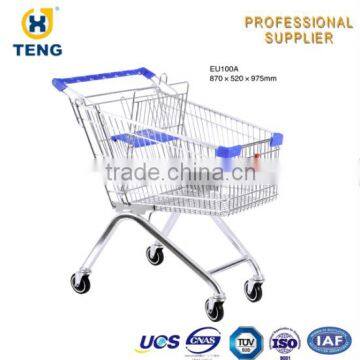 EU style high hardness steel unfolding shoping trolley cart