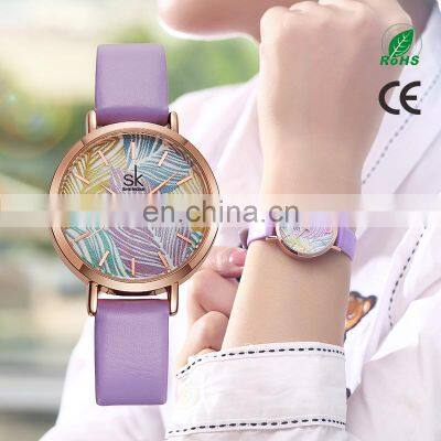 SHENGKE Lady Watch Soft Leather Band K8057 Brand Your Label Watch Customization Logo Colorful Leaf Watch photo-3