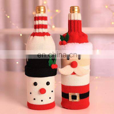 Christmas Snowman Wine Bottle Cover Set Santa Claus Bottle Sweater Snowman Xmas Home Party Ornament Table Decoration