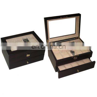 manufacturer Glass top ebony wooden display watch box