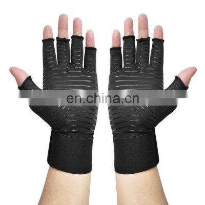 Wrist Strap Copper Infused Arthritis Gloves Fingerless Copper Compression Arthritis Gloves For Relieve Pain