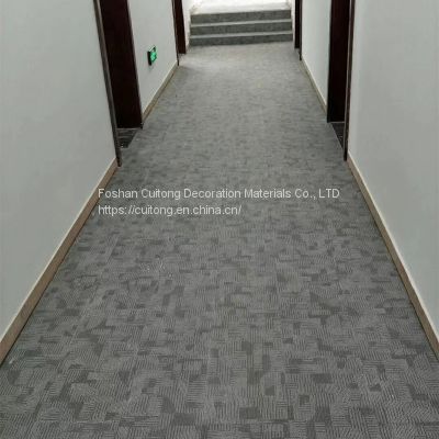 Guangdong manufacturers custom 2.5mm square plastic carpet tile horizontal stripe PVC sheet floor waterproof and flame retardant adhesive