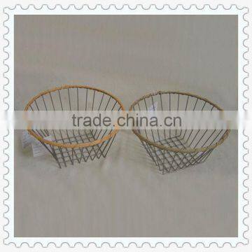 small decorative handmade round iron wire basket