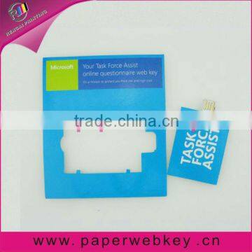 Customized Paper webkey, Paper card Web key for Canada market promo