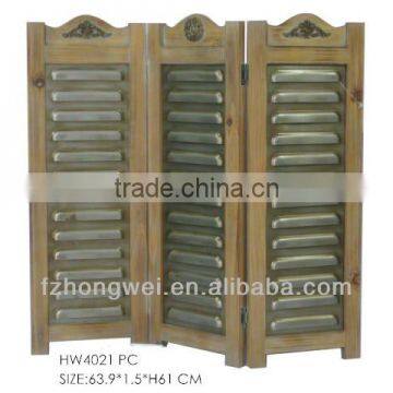 3-Panels Folding Antique Brown Wooden Room Divider/Room Screens for Home Decor                        
                                                Quality Choice