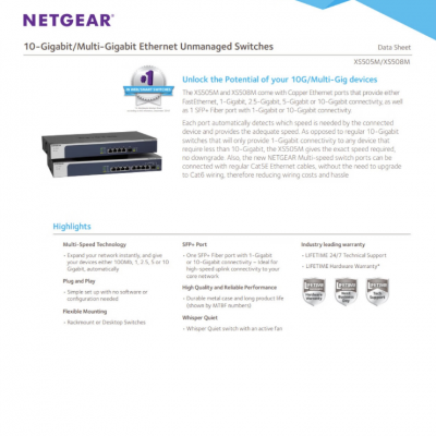NETGEARXS505MGigabit Multi-gigabit Five-speed Switch is Not Compatible With Network Management photo-2