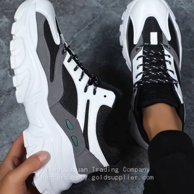 Men's Casual Sneakers Street Style Easy Wearing Knob Height Increasing Running Walking Shoes Hard-Wearing photo-3