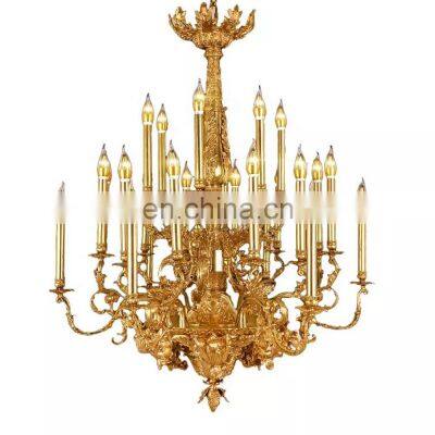 French Mid Century Large Chandeliers Luxury Classical Foyer Pendant Light Antique Brass Chandelier