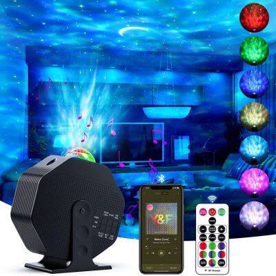 New 3D Rotation Christmas Moon And Star Projector Galaxy Projector Light Star Music Sync Night Light With Speaker