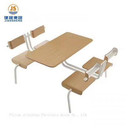 4 Seat Dining Cafeteria Tables And Chair Set Wood School Dining Hall Canteen Table And Chair