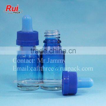 gradient blue color glass essential oil bottle with dropper, coating color glass bottle