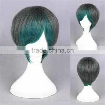 High Quality 35cm Short Straight Green Mixed Synthetic Anime Lolita Wig Cosplay Costume Lolita Hair Wig Party Wig