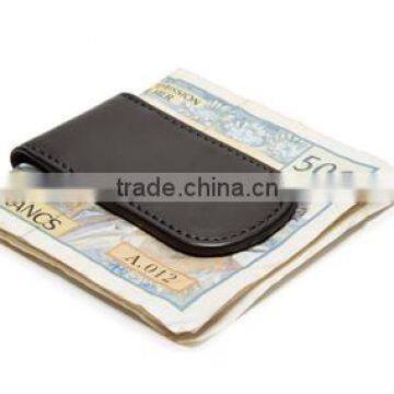 Premium Italian leather simple money clip/ strong slim magnetic money clip for men