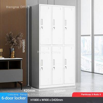 3/4/6/9-Door Steel Wardrobe Cabinet SW-201 | Hotel Staff Uniform Storage – Metal Wardrobe With Stainless Steel Clothes Rod & Built-in Lock photo-3