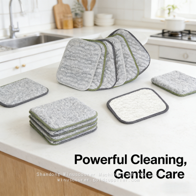 Kitchen Dishwashing Cloth Silver Thread Cotton Sponge Dish Washing Cloth