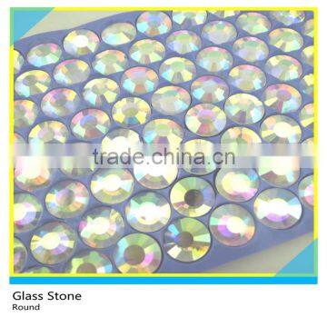 Glass AB Crystal Stone Round Shape Non Holes Flat Back Dome Glass Stone