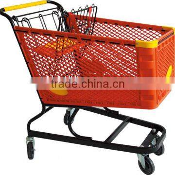 Foshan Jiabao plastic supermarket shopping trolley for sale