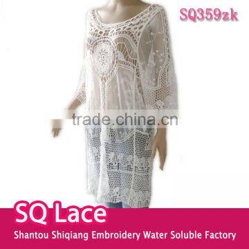 2016 summer lace tops hot cotton lace fabric long sleeve lace dress