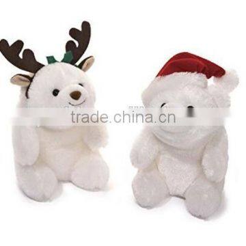 Holiday Set Santa and Reindeer Teddy Bears /Hot Sale Stuffed Teddy Bears in Christmas Clothes/Soft Christmas Toy Sitting Bears