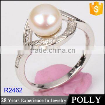 Fahion river born pearls women ring with DIA 925 silver ring