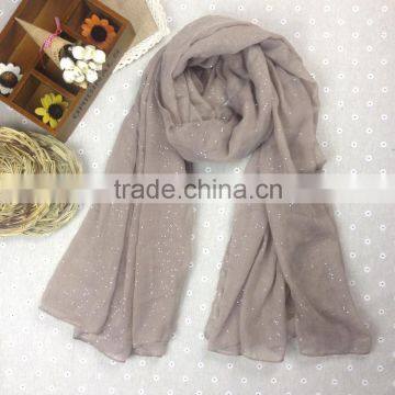 Wholesale Fashion Hot Popular Sprinkling Silver Women Plain Cotton Muslim Hijab