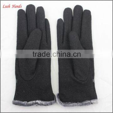 Ladies Wholesale Fashion Black Micro Velvet Hand Gloves With Fur Ending photo-3