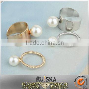 Wholesale One Pearl Center Open Alloy Ring