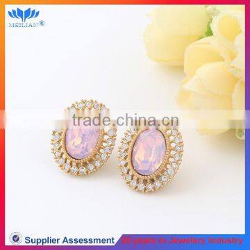 Fashion Design Pink Color Rhinestone and Metal Stud Earrings for Women photo-2