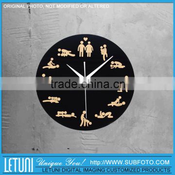 Frameless Wall Clock with Sex Positions