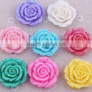 Mixed color Cheapest shiny popular rhinestone resin flower beads!resin large plastic flower beads with hole in bulk!