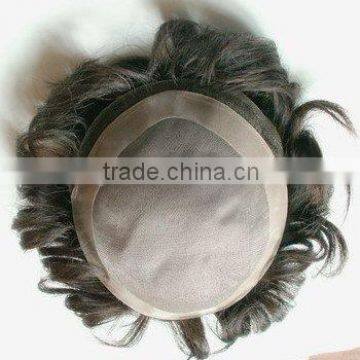 100% Indian Hair Thin Skin Invisible Toupee for Men in Stock photo-6