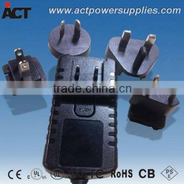 Wall mount CE approved 12V 3A interchageable plug power supply