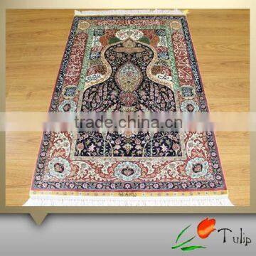 Hand Knotted Persian Carpets In Stock 4'x6' Handmade Silk Persian Rug For Prayer Use