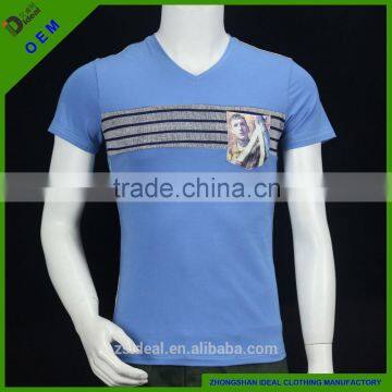 cotton/spandex slim fit V-neck sublimation man polo t-shirt