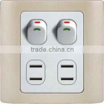 Two Gang Switch and Two Socket
