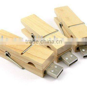 USB flash card Wood clip usb drive