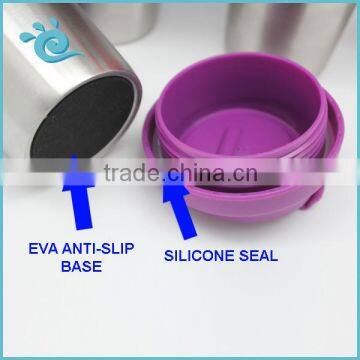 Good Quality 450ML Double Wall Stainless Isolated Coffee Mug With Anti-Slip Sleeve and Slant Lid photo-4